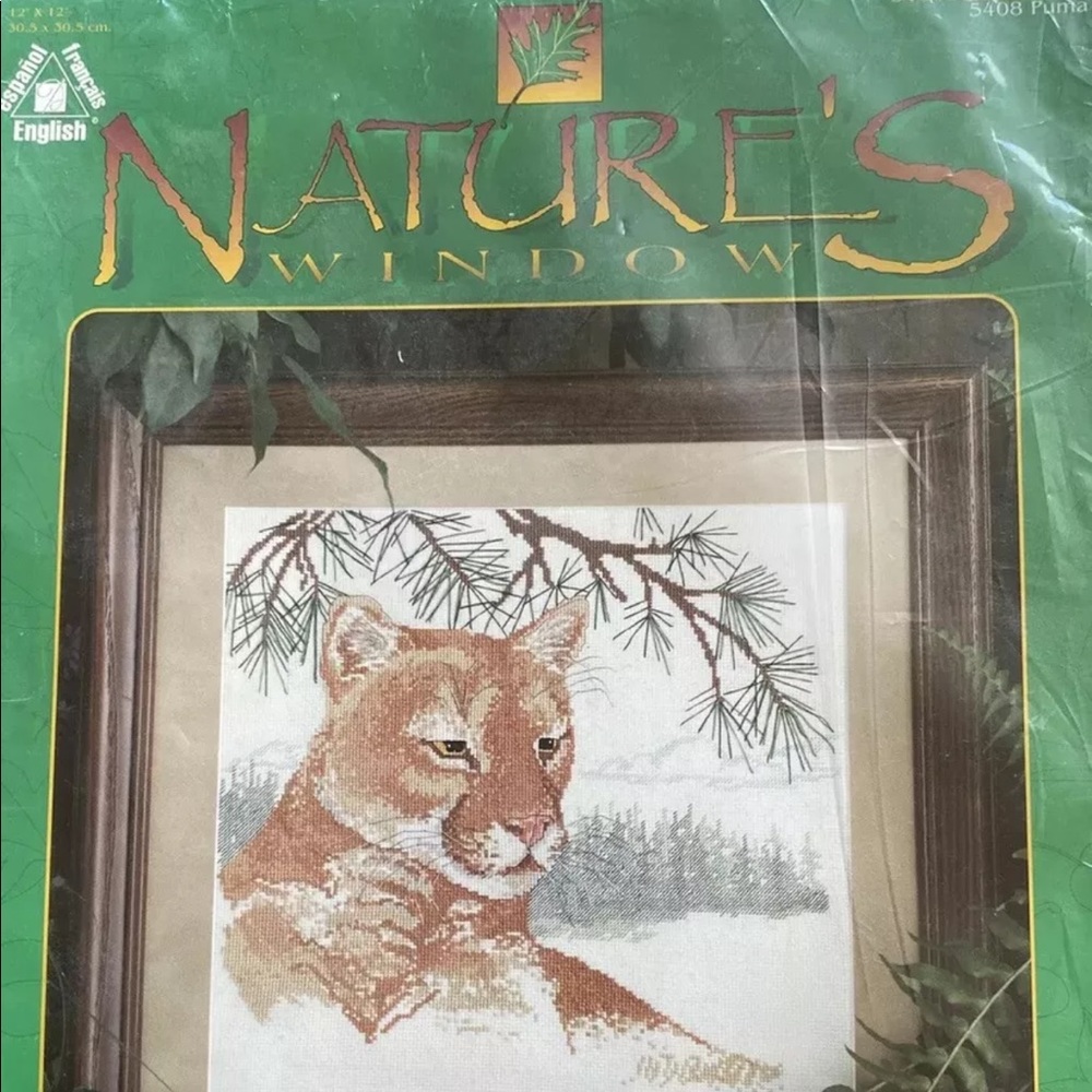 Cross Stitch Kit Natures Window Mountain Lion Cougar Cat New